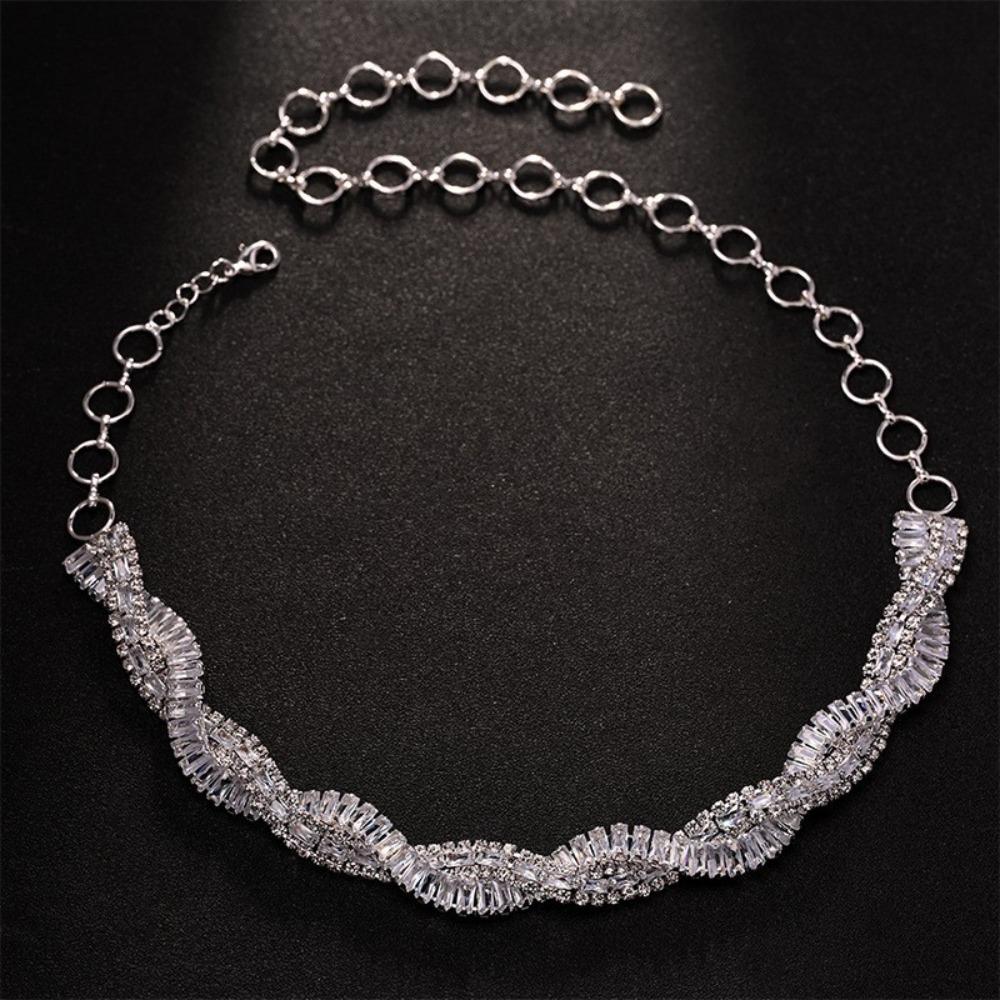 Multi-Row Geometric Crystal Choker Necklaces Luxury Trendy Weave Necklaces  Fashion Accessories