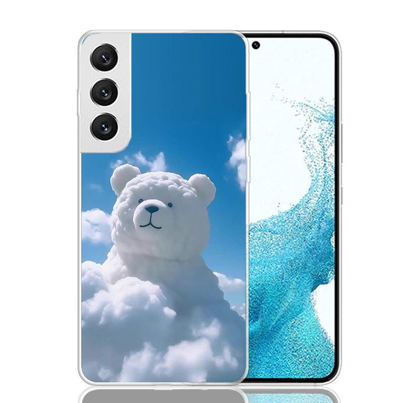Чехол для телефона «Солнечные облака» с плюшевым мишкой для Samsung Galaxy S26 Ultra S23 S24 S25 Edge S20 FE S21 S22 Plus Мягкая печатная оболочка Чехол Fund
