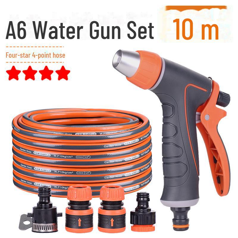 Телескопический шланг высокого давления для мойки автомобиля и комплект насадок для полива сада