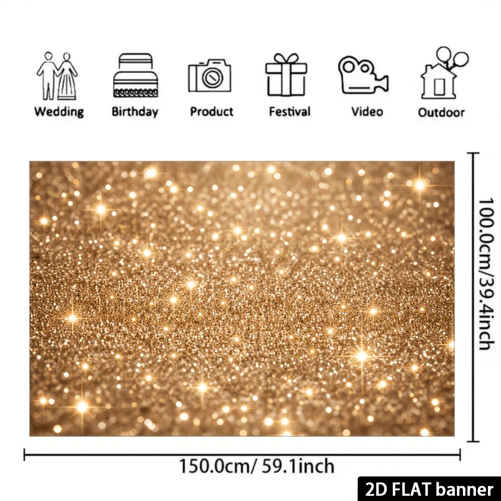 2D flat banner background for celebration party with golden glittering star theme various-sized flashing bright spots