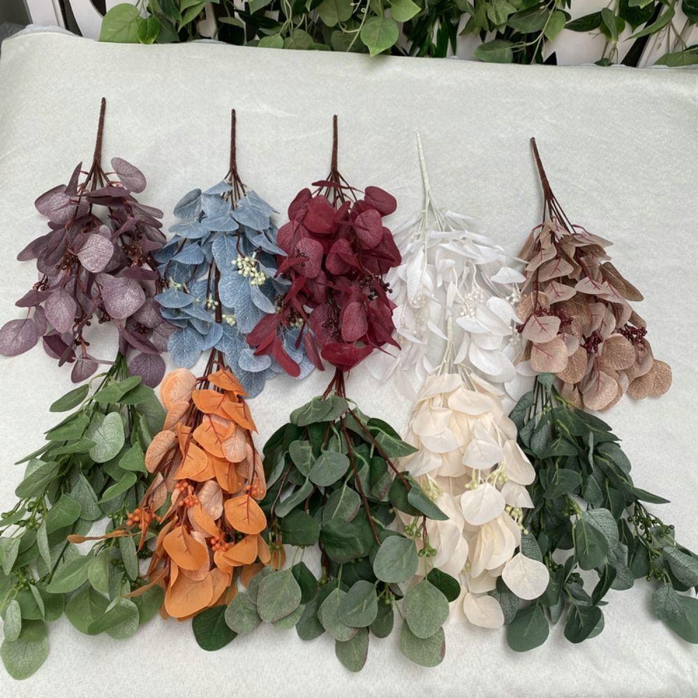 9 Branches Artificial Apple Leaves Multicolor Decorative Leaf Faux Plant Leaves Home Decoration