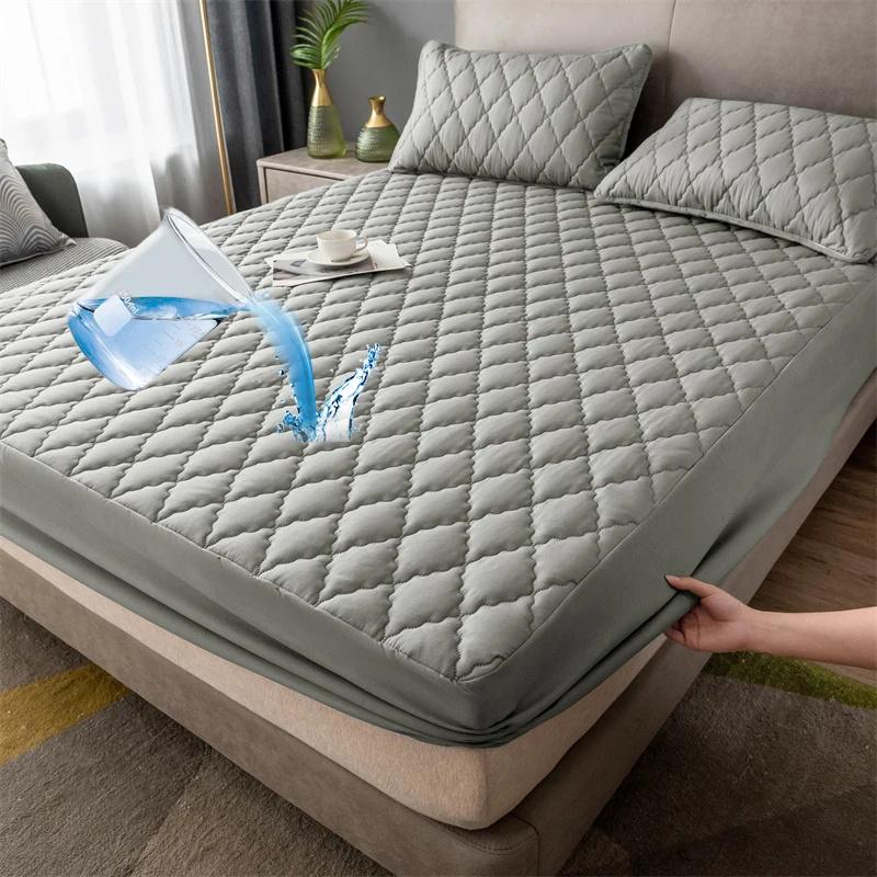 Супер водонепроницаемый стеганый матрас для кровати, набор чехлов для односпальной двуспальной кровати, защита от намокания, пылезащитная простыня на кровати