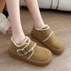 Women Flats Platform Ankle Snow Boots New Winter Short Plush Suede Warm Shoes Women 2025 Trend Casual Walking Fur Cotton Botas
