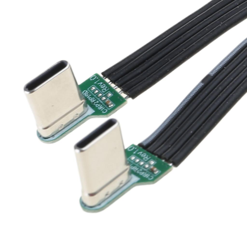 Гибкий кабель Type C - Type C плоский силиконовый мягкий провод с левым и правым угловыми разъемами, 8 вариантов длины для камер и электроники