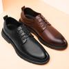 Source First Layer Cowhide Green Business Casual Pointed Head Soft Sole Low Heel Light Handmade Black Men'S Leather Shoes