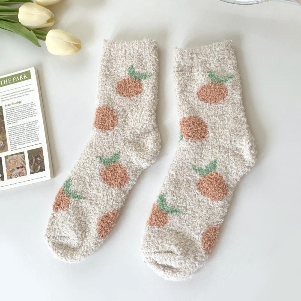Coral Fleece Coral Velvet Socks Soft Plush Women Socks Warm Mid-tube Socks Winter