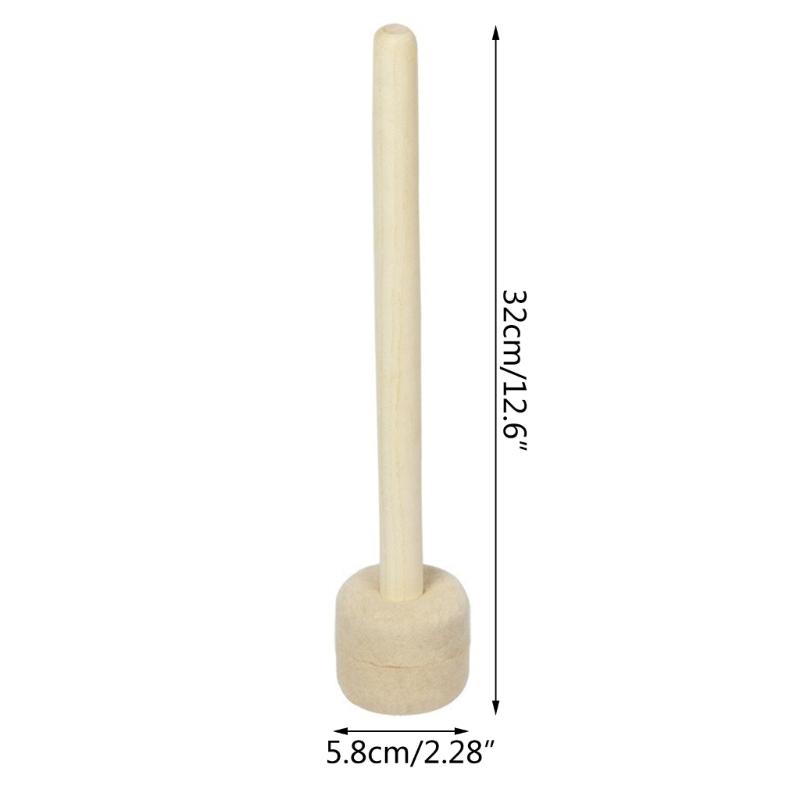 Wood Handle Drumsticks Drum Mallet Stick with Felt Head Drum Mallets Percussion Stick for Marchings Band Snare Drum