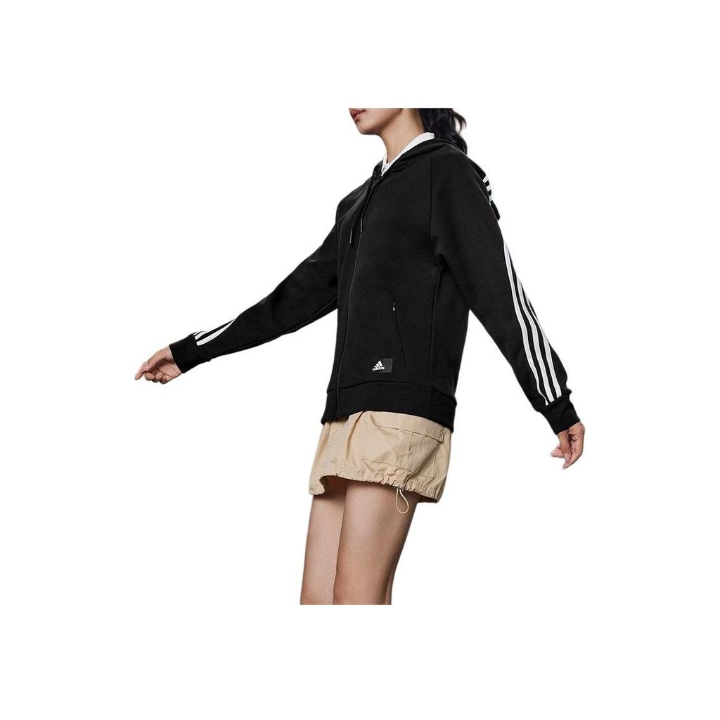 Adidas Спортивная куртка с капюшоном в полоску с цветными блоками Женские куртки черные H57287