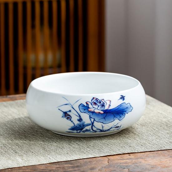 Керамический горшок для лотоса, крупнокалиберная непористая круглая ваза, цветная глазурь для нарциссов, цветочный горшок для водных растений, чаша для лотоса, гидропоника