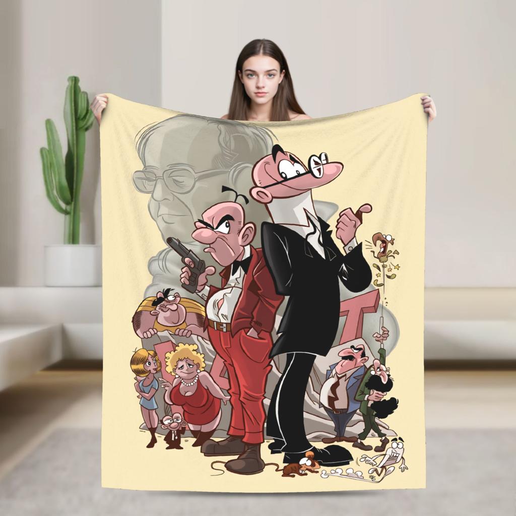 Mort & Phil Mortadelo y Filemón Blanket Warm Soft Novelty For Living Room Airplane Travel Flannel Bedspread Bed Cover