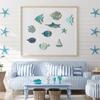 Wall Decor Handcrafted Wooden Ocean - Fish, Coral, Starfish & Sailboat Set for Home/Bathroom, Coastal Style Art Wall Decor