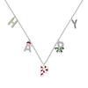 Colorful Epoxy Candy Cane S925 Sterling Silver Necklace for Women