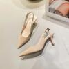 Summer New Brand Women Sandal Fashion Pointed Toe Shallow Ladies Elegant  Slingback Shoes Thin Med Heel Pumps