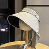 New women's summer sun hat with UV protection, velvet black-coated open-top hat with large brim and integrated shawl, trendy design
