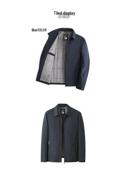 Мужская стеганая куртка Romon с отложным воротником и флисовой подкладкой - Осенне-зимний стиль, идеально подходит для среднего и пожилого возраста