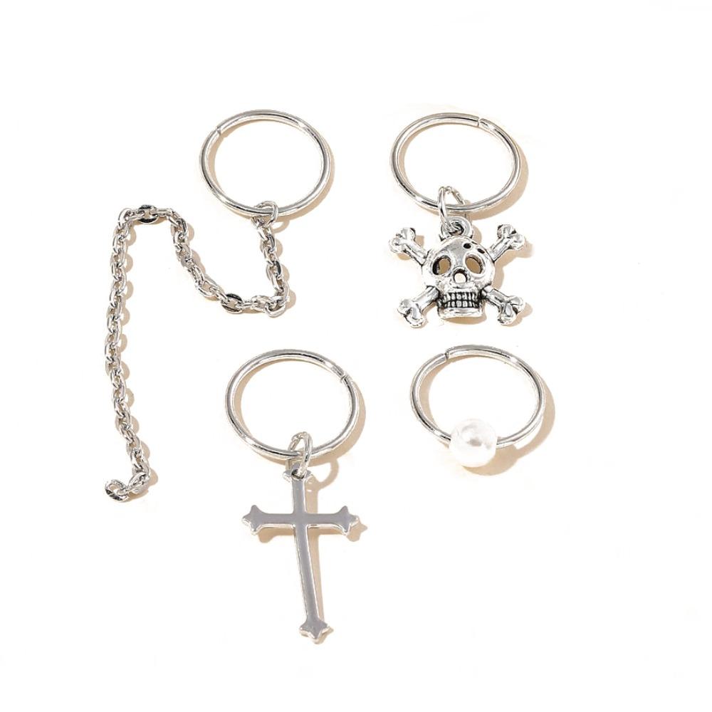 13pcs Cross Skull Dreadlocks Beads Metal Cuff Clips Hair Braid Tubes Mixed Hair Rings Set Men