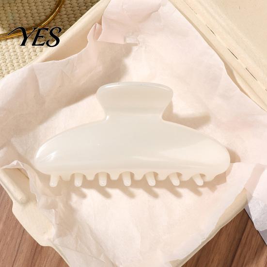 Pearlescent Finish Hair Claw for Women, Semi-Transparent Tones Clip, Large Size Back Head Thick Long Semi-transparent