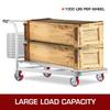 4 Pack 6 x 2 Inch Caster Wheels 2 Rigid and 2 Swivel Casters with Side Brake Polyurethane Iron Core Plate 1000LBS Capacity Per Wheel