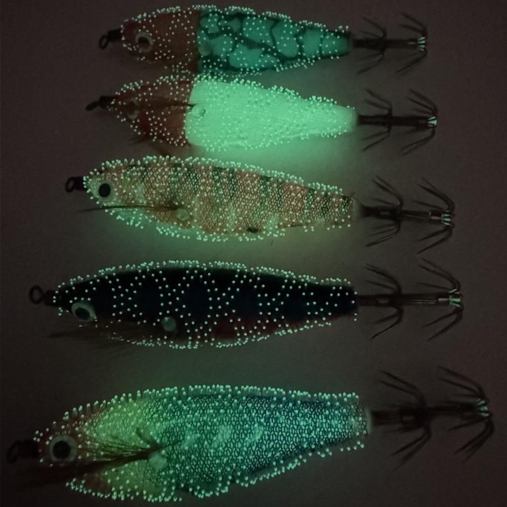Simulation Wood Shrimp Lures Luminous Squid Hook 2025 Octopus Lure
