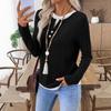 Dames Fake Tweedelig Ronde Hals Knopen Pullover Lange Mouwen T-shirt Herfst 2025