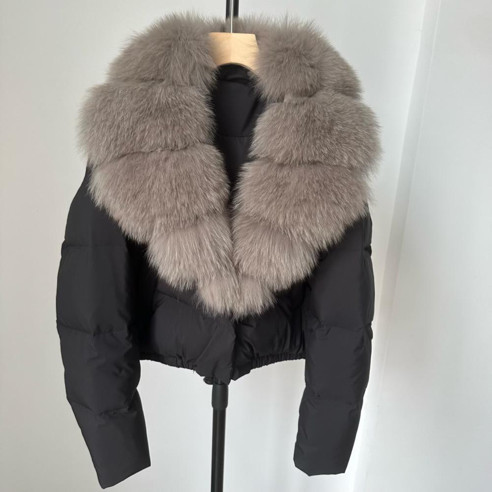 White Duck Down Jacket Autumn Winter Clothing Female Parkas Big Natural Fox Fur Coat Women Feather Short Puffer Coat