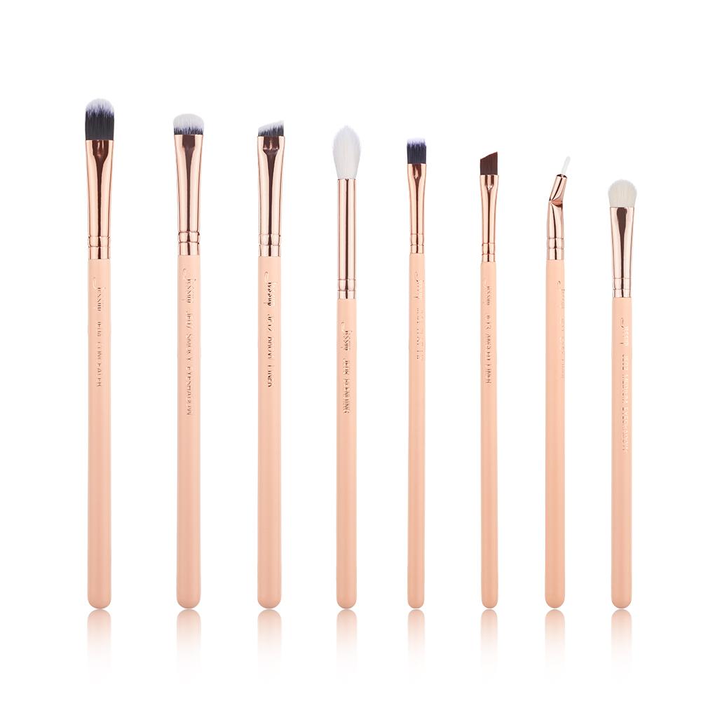 Jessup t456 classic chrysalid zestaw 8 pędzli do makijażu twarzy i oczu - peach puff/rose gold