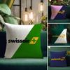 Наволочка Swiss Airlines S-Swissair из натурального льна, органическая ткань, двусторонняя печать, дышащая, идеальна для домашнего декора