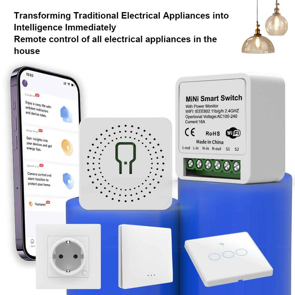 Выключатель WiFi, реле, умный выключатель, дистанционный выключатель с проводкой под напряжением/нейтралью, управление таймером через приложение, поддерживает Alaxe.