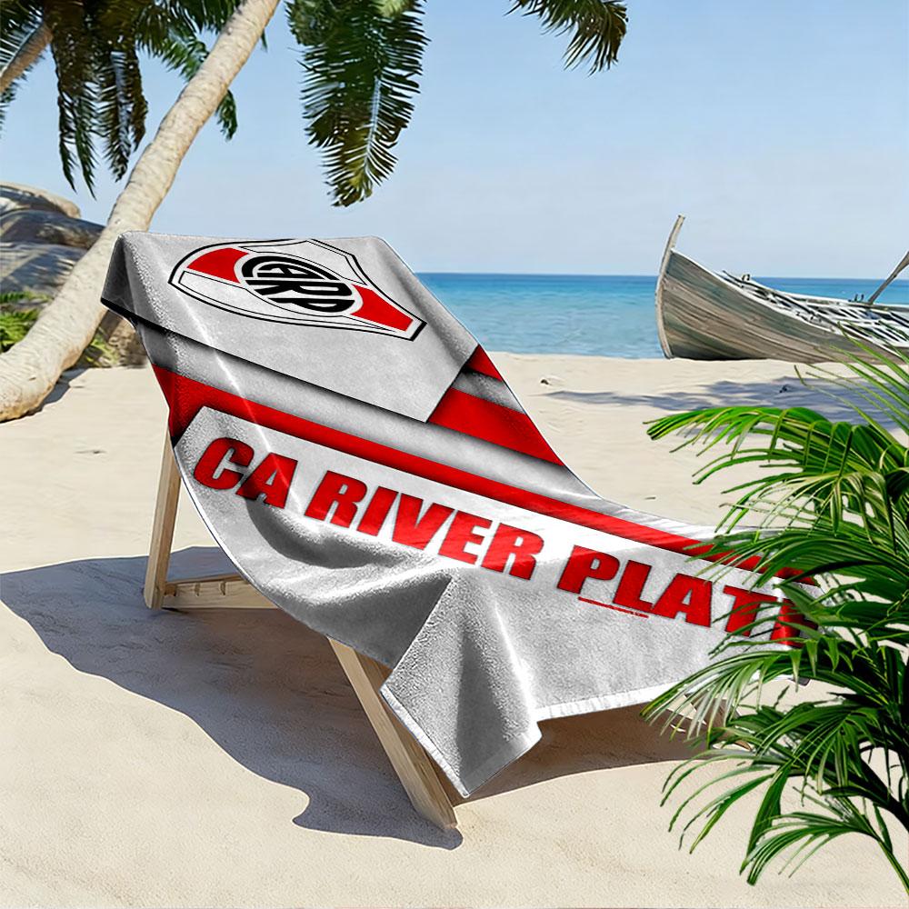Giant Beach Towel with CA River Plate Badge, Quick Dry Microfiber, Soft Absorbent, for Beach Pool Soccer Fan Gift