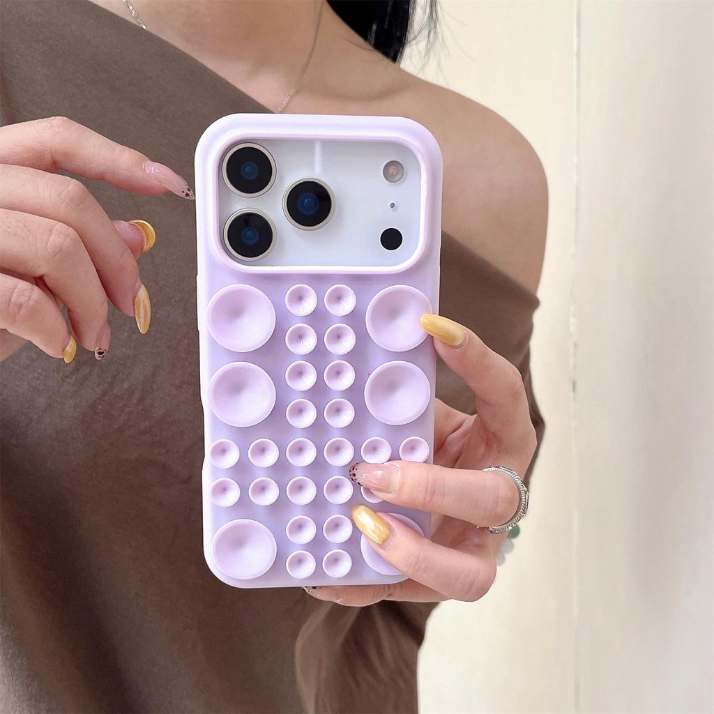 For iPhone 17 Pro Max Case Suction Cup Silicone Phone Cover with Fabric Lining