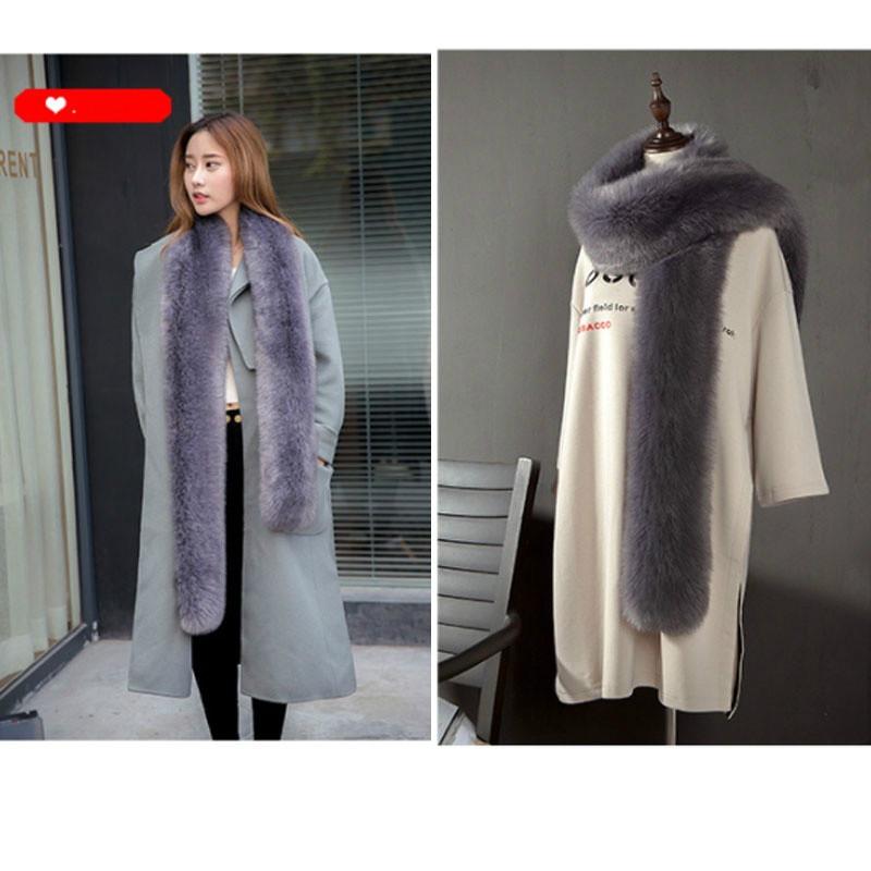 Ladies Fashion Winter Faux Fur Scarf Women's Long Scarf Plush Warm Scarf One Size 180 X 15 CM