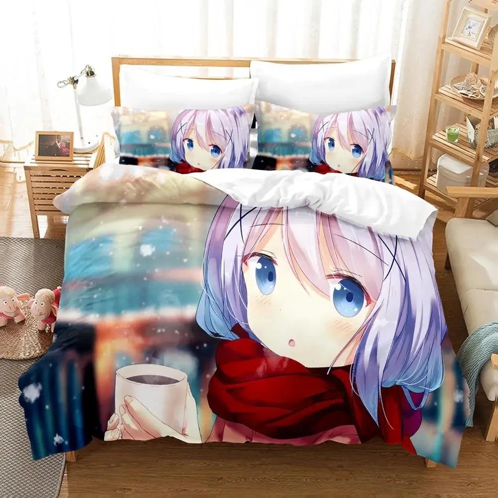 Anime Is The Order A Rabbit Comfortable Duvet Quilt Cover Pillowcase Bedding Set Children Bedroom Decoration Home Textile