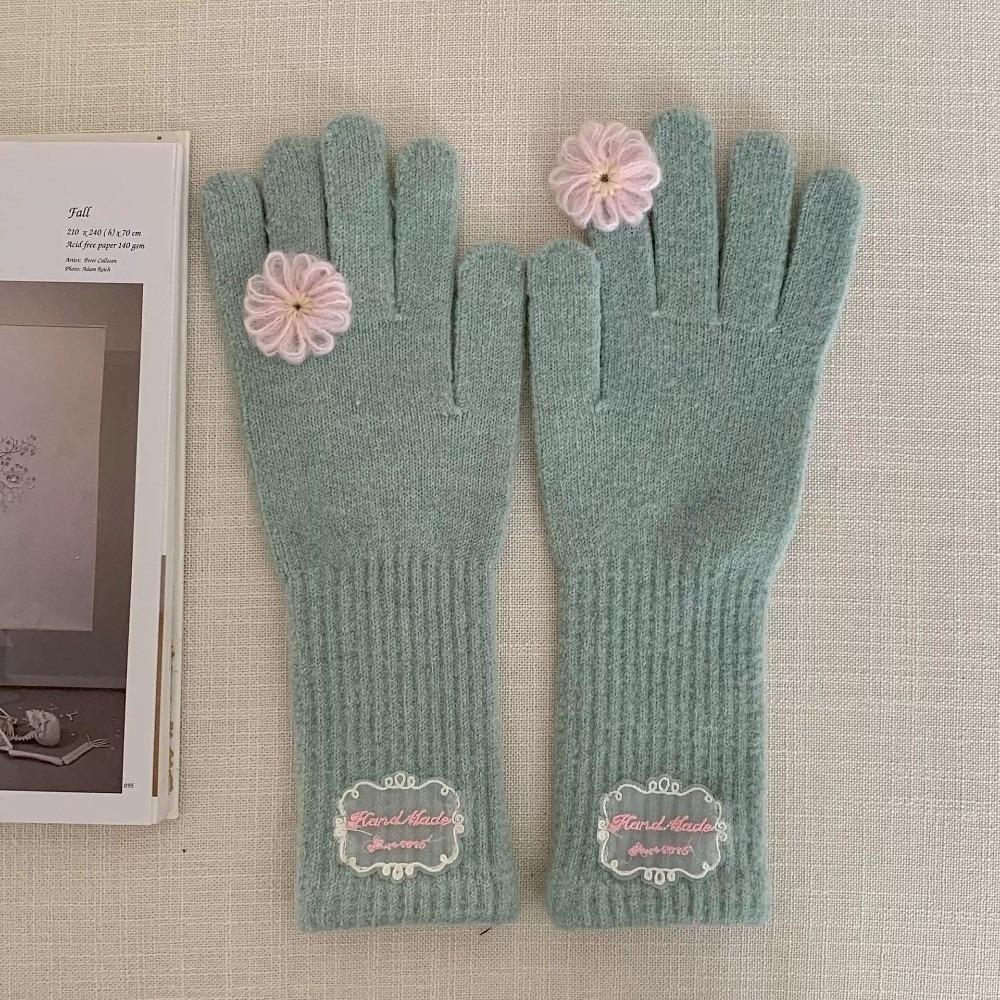 Polyester Knitted Winter Gloves Spring Full Finger Gloves Cold Weather