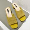Women's Summer Clip On Mid Heeled Slippers Casual Flyknit Outer Wear Beach Sandals 5cm 35-42