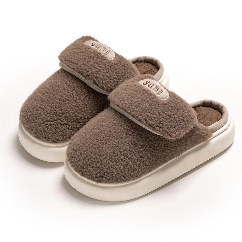 New Cute Bag Head Couple Cotton Slippers Winter Indoor Household Velvet Warm Thick-soled Slippers Can Be Worn Outside