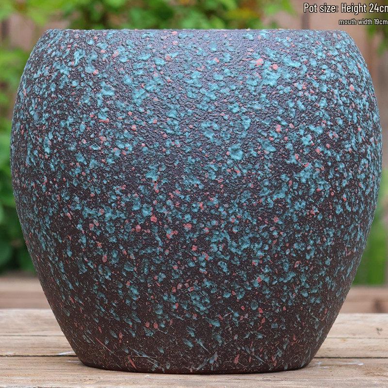 Large Coarse Pottery Green Planter: Ceramic Flower Pot for Succulents, Orchids, and Plants