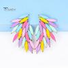1 пара перьевых шипов в форме крыльев, серьги-гвоздики для ушей, персонализированные цветные стеклянные женские серьги-гвоздики, модные ювелирные изделия, подарок