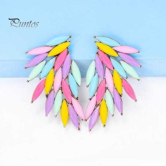 1 пара перьевых шипов в форме крыльев, серьги-гвоздики для ушей, персонализированные цветные стеклянные женские серьги-гвоздики, модные ювелирные изделия, подарок