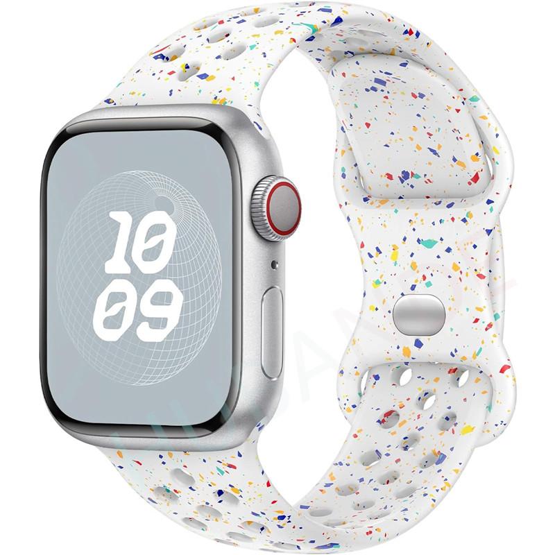 Спортивный ремешок с цветными частицами, резиновый ремешок для Apple Watch 49 мм 46 мм 45 мм 44 мм 42 мм 41 мм 40 мм для IWatch 11 10 9 8 7 6 5 4 3 SE