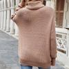 IHUASU Женский осенне-зимний свободный свитер с высоким воротом, однотонный свитер большого размера