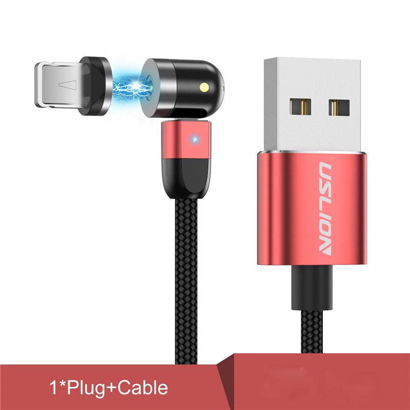 USLION 1 м/2 м, 2,4 А, светодиодный магнитный кабель для Micro USB Type C, телефонный кабель, зарядное устройство с магнитной вилкой