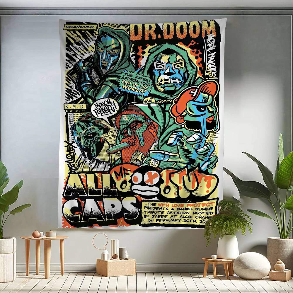 Настенный гобелен с принтом рэп-исполнителя MF DOOM, подвесной, Таро, Хиппи, настенные ковры, Декор для общежития, дома