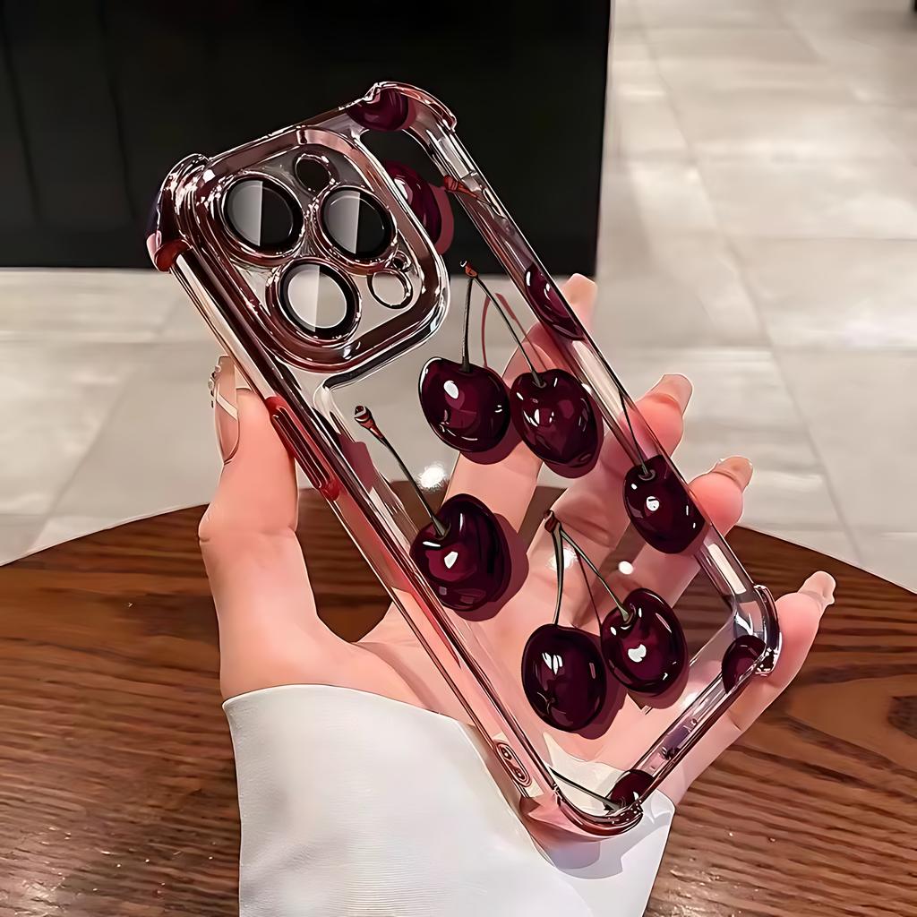 Красная вишня Покрытие Чехол для телефона Для iPhone 17 16e 16 15 14 13 12 11 Pro Max X XR XSMax 7 8 Mini Air Plus Противоударный Airbag