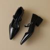 Fashion Woman Fashion Pointy Mary Jane Shoes 2025 Spring New Elegant Pumps Female Sexy Pointed Toe High Heels Thick Heel Party Shoes
