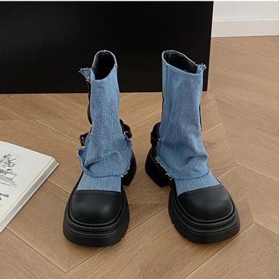 Женские ковбойские ботинки «Челси» на плоской подошве, зимние модные гладиаторские туфли на платформе, готические туфли, новые массивные мотоциклетные ботинки для женщин, Zapatos