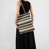 Women Fashion Striped Summer Beach Straw Knitting Shoulder Bag Handwoven Handbags Portable Large Capacity Casual Tote CLE