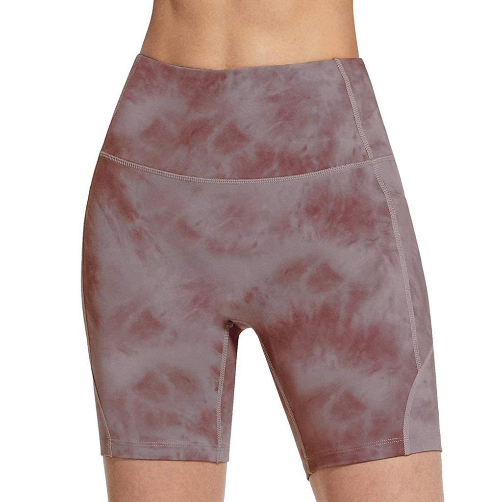 Женские шорты для йоги с высокой посадкой, облегающие, с эффектом подтяжки бедер, окрашенные методом печати