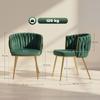 Velvet-Feel Dining Chairs Set of 2, Modern Upholstered Kitchen Chairs with Woven Backrest and Armrests, Metal Legs and Padded Seat for Dining Room