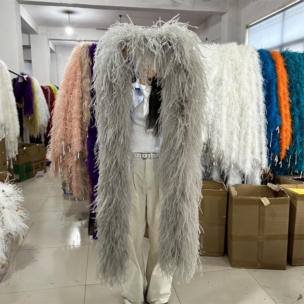 DIY 1 3 6 10 20Ply Natural Ostrich Feathers Boa 2 Meter Fluffy Ostrich feather Shawl for Wedding Party Dress Sewing Decoration Scarf
