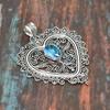 Очаровательный ювелирный кулон ручной работы из швейцарского голубого топаза и драгоценного камня из стерлингового серебра 925 пробы